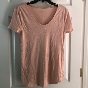 LOFT Blush Tee with Pearls